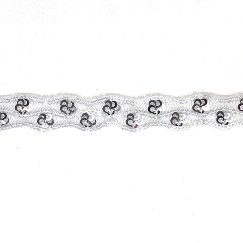 Handmade Wavy Shape Sequin Mesh Guipure Lace Trim for Clothing