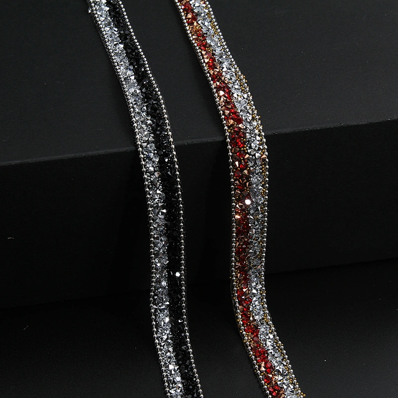Kavatar Wholesale Accessories Chain Beaded Rhinestone Hotfix Trim Garment Accessory Custom Design Iron on Trims