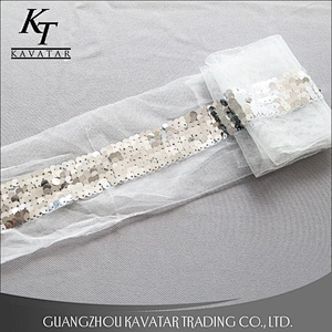 Fashionable Embroidery Sequin Mesh Lace Ribbon Trim For Garment