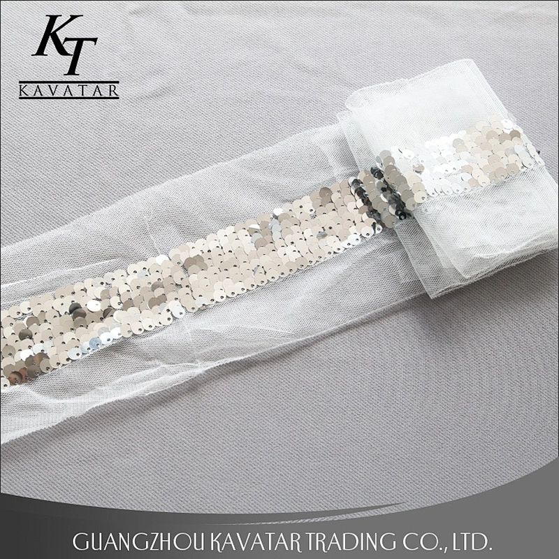 Fashionable Embroidery Sequin Mesh Lace Ribbon Trim For Garment