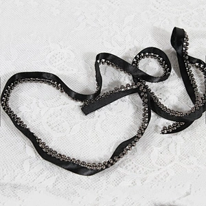 Kavatar Mini Beaded Trim Ribbon Polyester Embroidery Tape Decorative For Garment