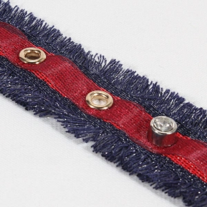Good quality eyelet fringe trim lace tape with crystal