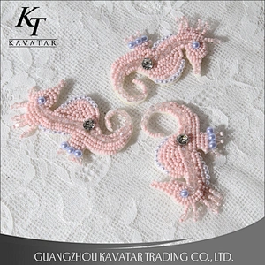 New series handmade bead sea horse rhinestone patch,clothes bag decoration patch applique