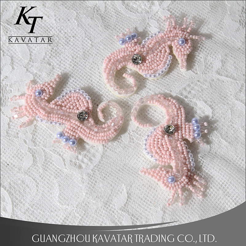 New series handmade bead sea horse rhinestone patch,clothes bag decoration patch applique