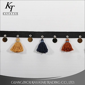 Fashion Personalized 6.5 cm Colorful Tassel Fringe Trim With eyelet