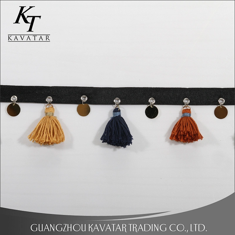 Fashion Personalized 6.5 cm Colorful Tassel Fringe Trim With eyelet
