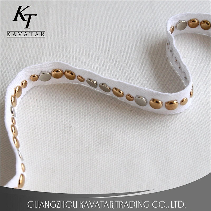 Fashion garment decorative white gold Copper stud trim nail on herringbone tape