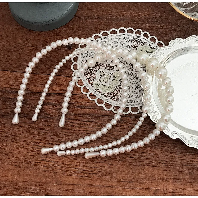 Wholesale Diamond in the Rough Head band Hairbands FASHION HEADBAND Big headbands Women pearl bridal hair accessories