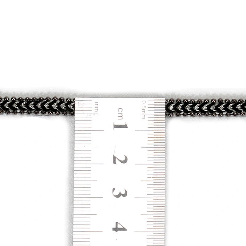 Stock Bulk Mini Black Braided Hot Fix Transfer Trim with Accessories Chain