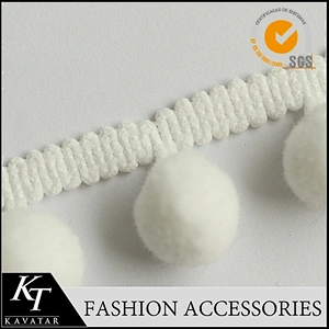 Hot selling white lace trim pom pom trim for dress