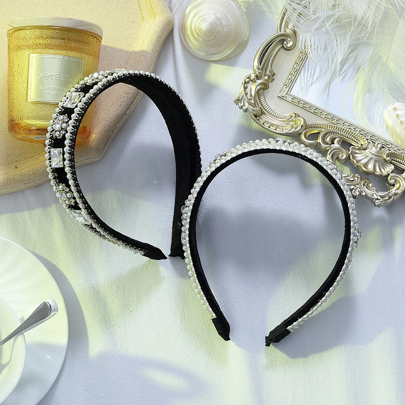 Euramerican Korean version of the pearl edge diamond fashion joker street beat hair hoop, hair accessories