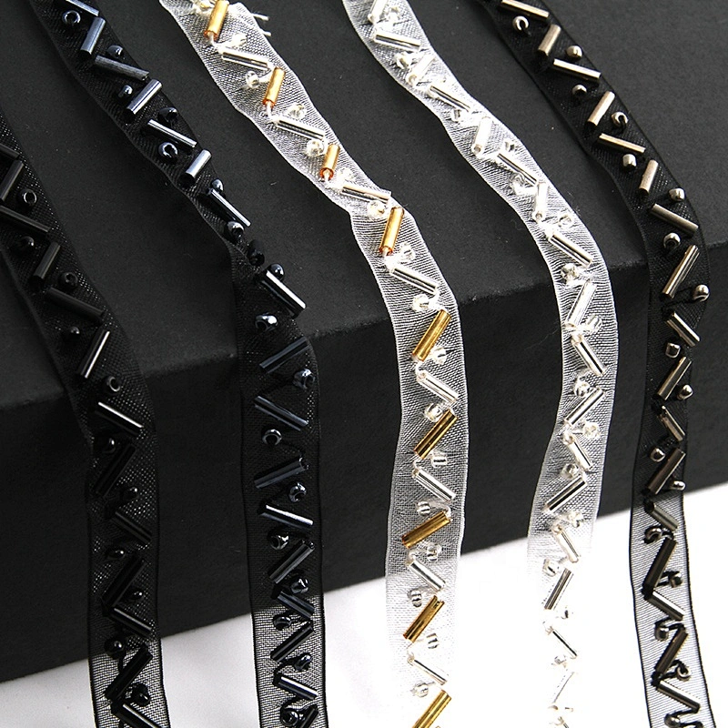 Wholesale factory supply decoration bead handmade trim lace garment accessories for cloth
