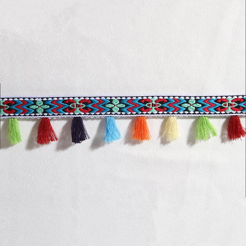 Ethnic style polyester tassel for clothing curtain home textile bags