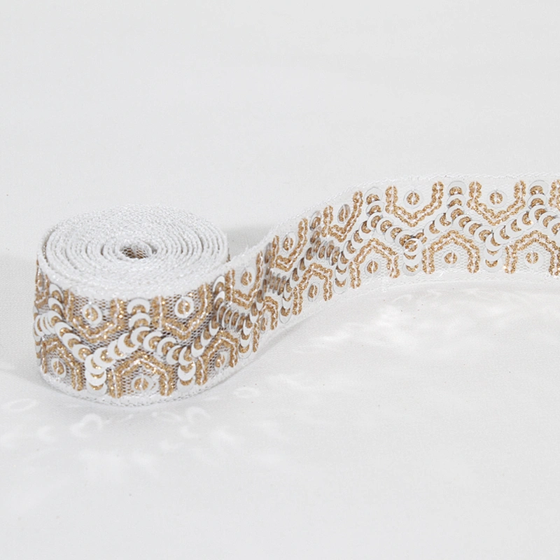 Wholesale Craft Stylish Sequin Beaded Embroidered Mesh Lace Trim