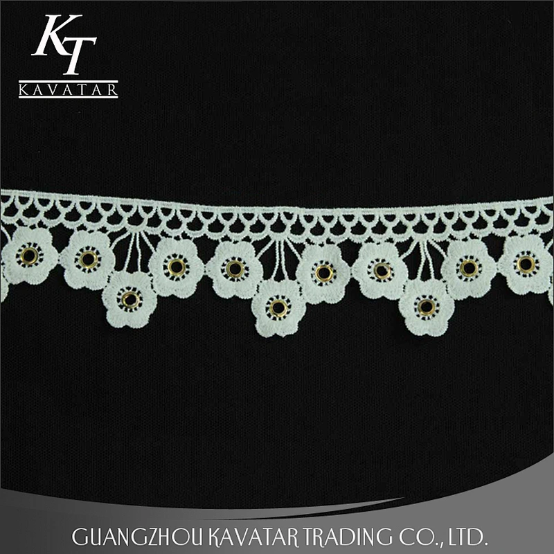 Fashion flower shape eyelet lace for garments new style eyelet lace