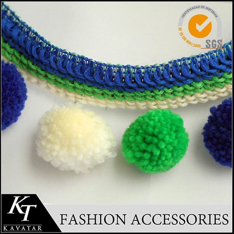 100% nylon material ball lace trim pom pom lace trim