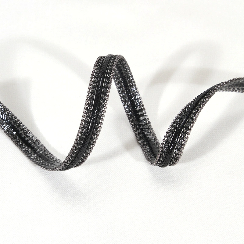 Wholesale Black Accessories Plastic Beaded HotFix Transfer Trim with Accessories Beads Chain
