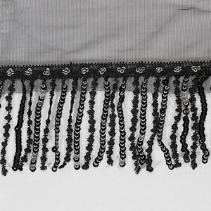 Custom Decorative Floral Sequin Embroidery Beaded Fringe Lace Border