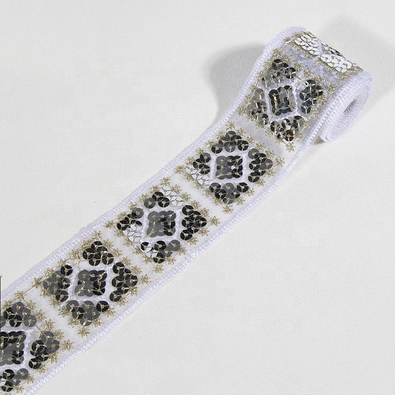 Best Popular White Sequin Trim Lace Decoration Ribbon For Dress