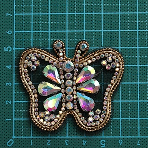 Multi Colour Diamante Rhinestones Butterfly Applique Patches