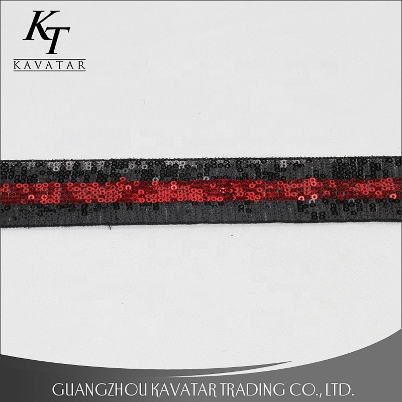 Kavatar Custom Exquisite High Quality Sequin Trim Decoration Ribbon With Sequin