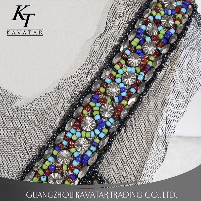 Handmade bead collar/neck trim,neck designs of kurtis