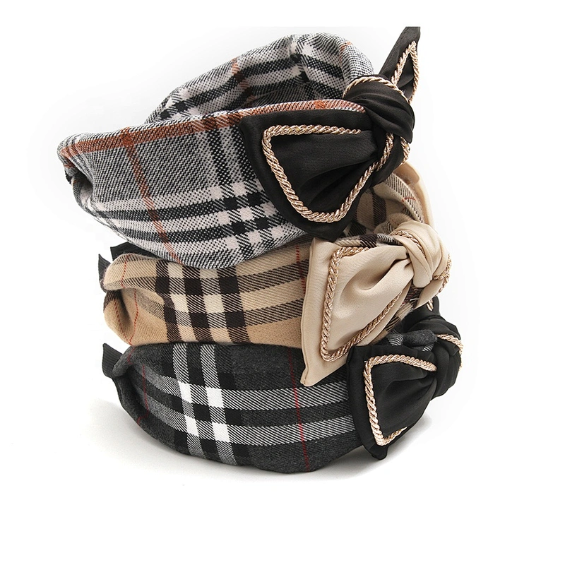 European and American simplified Korean geometric plaid wide edge hairband clothing accessories hair band hair accessories