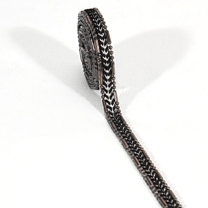 Black Bordered Accessories Beads Hotfix Transfer Trim with kavatar Braided Strip
