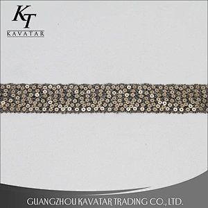 Beaded Gold Sequin Trim Lace Ribbon Trimming Applique Tape Lace