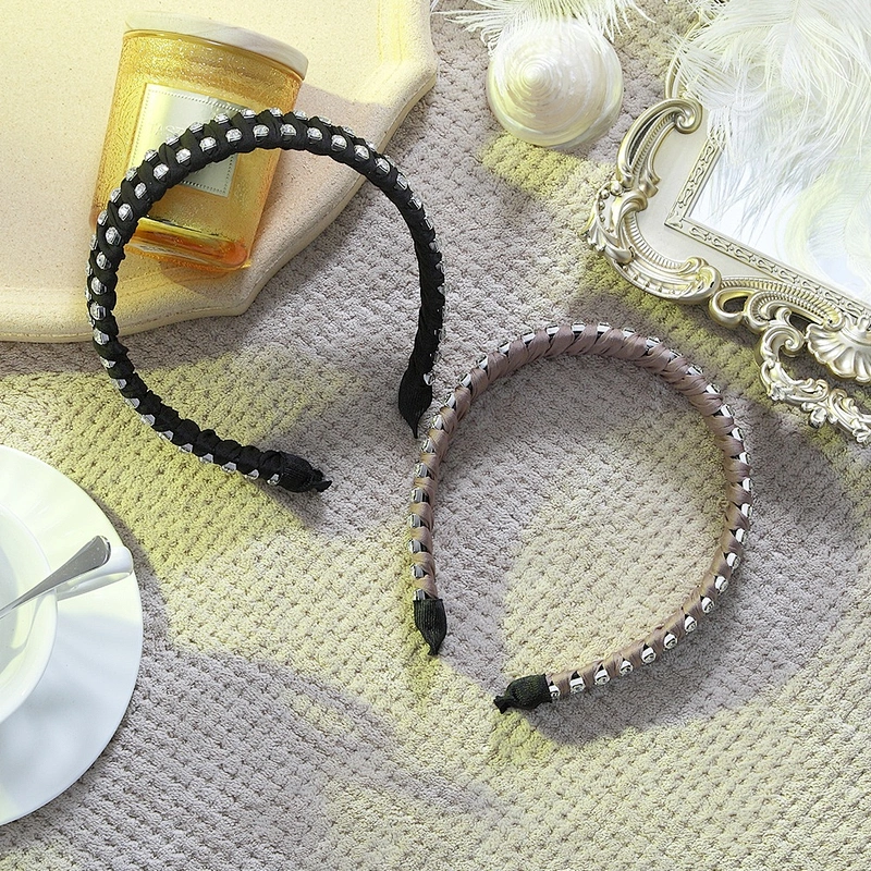 wholesale contracted stripe rhinestone hair hoop Designer hairband accessories web celebrity ins party women girl headbands