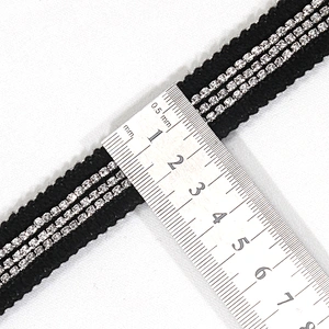 Premium 2.2cm White Cotton Crystal Chain Beads Grosgrain Ribbon Trim for Sweaters Garments