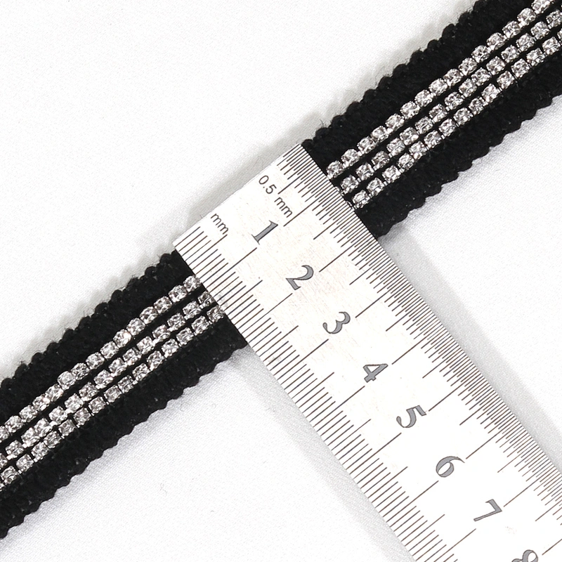 Premium 2.2cm White Cotton Crystal Chain Beads Grosgrain Ribbon Trim for Sweaters Garments