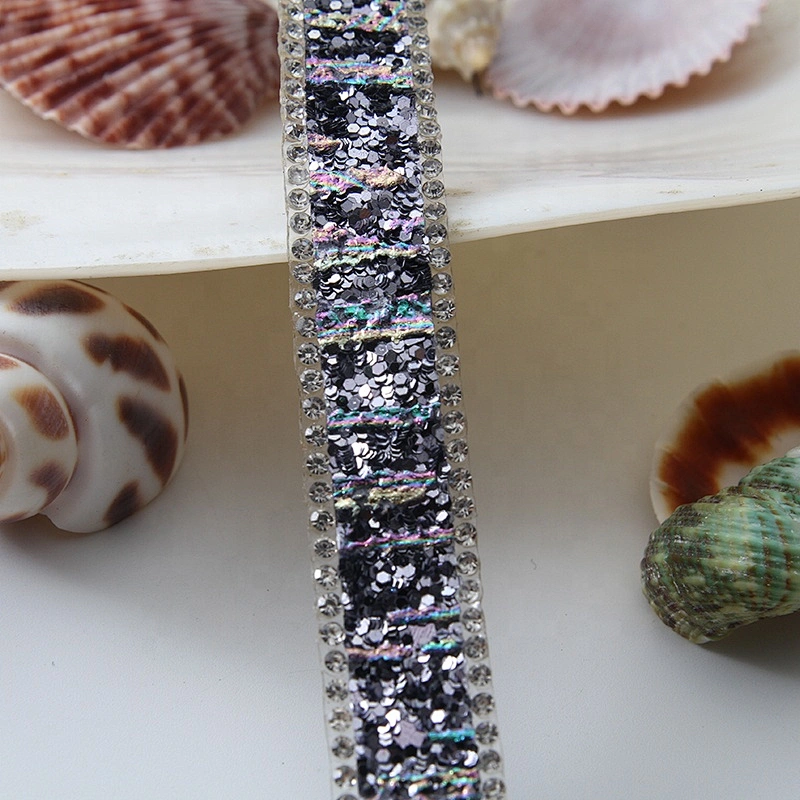 Latest design wedding hotfix sequin banding trim low MOQ