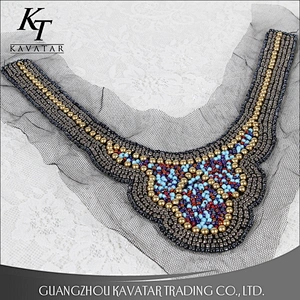 Gold beaded Collar Neck trim ethnic neck designs
