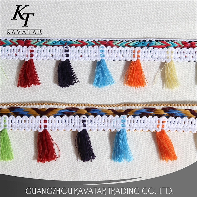 Ethnic style polyester tassel for clothing curtain home textile bags