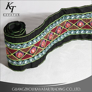 Fashion new ethnic style mirror white lace trimming