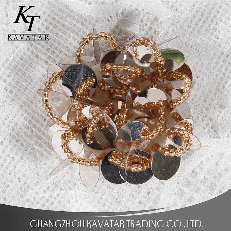 Wholesale 3D gold sequins applique shining beaded embroidery patch