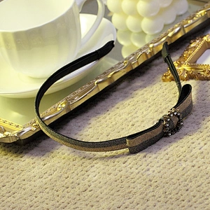 Bow rhinestone hairband with matte texture from manufacturer, fashionable headband for party