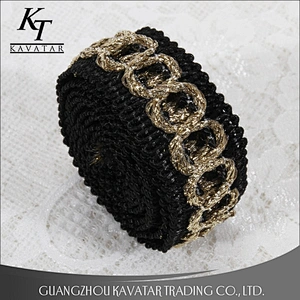 Popular gold circle design lace trim from china