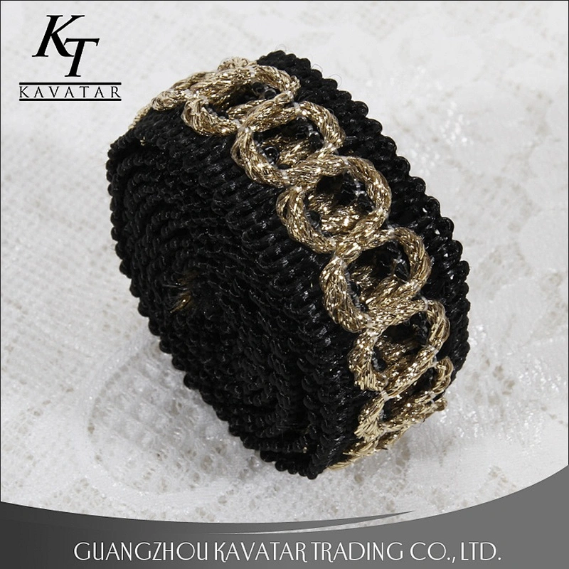 Popular gold circle design lace trim from china