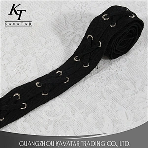 Kavatar Black Grommet Black Cotton Drawcord Tape Eyelet Trim