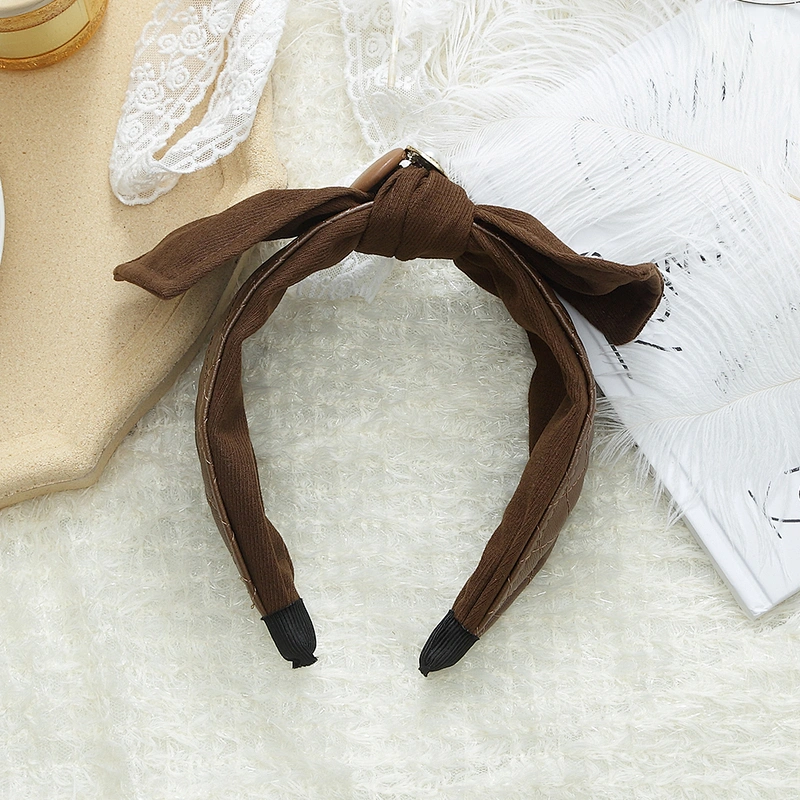 Korean version of winter plush leather bow party fashion headband  rhinestone headbands
