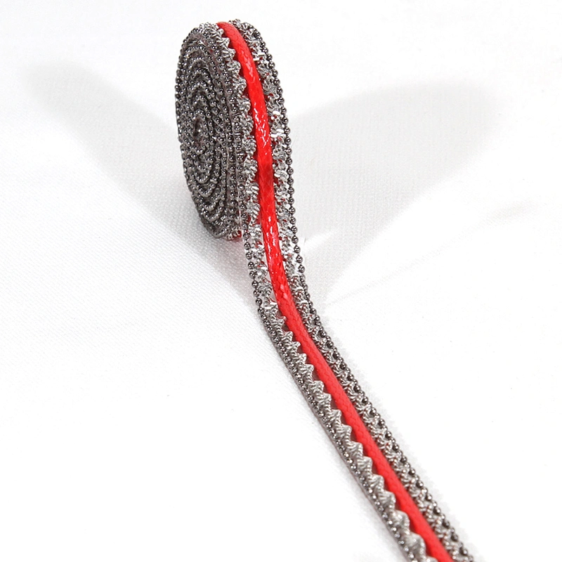 Custom Red Iron on Accessories Chained Rhinestone Heat Transfer Trim Ribbon
