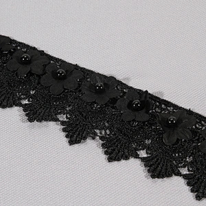 High quality polyester flower shape embroidery lace trim bridal lace accessories