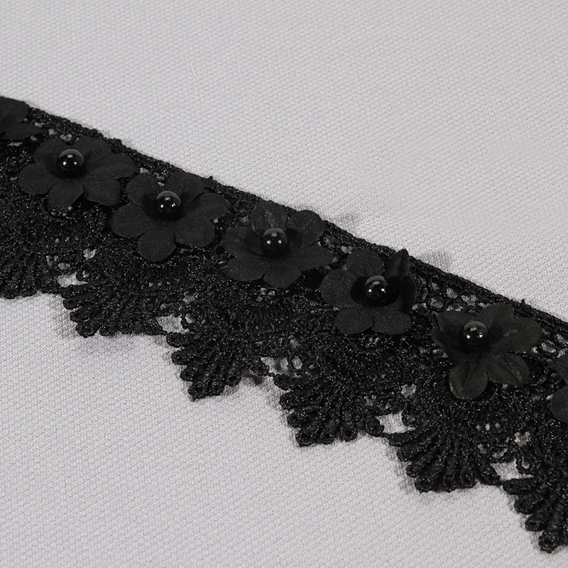 High quality polyester flower shape embroidery lace trim bridal lace accessories
