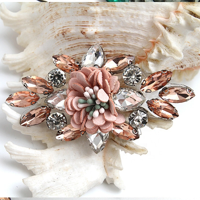 Christmas Cherry Flower Decorative Sew on Rhinestone Beaded Patches Wholesale patches for clothing