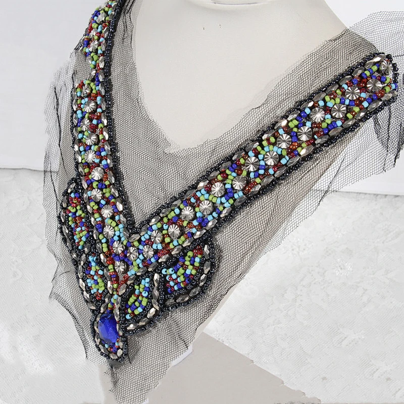 Gold beaded Collar Neck trim ethnic neck designs