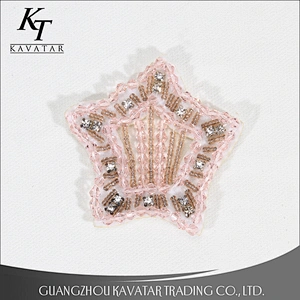 Pink sequin beaded patches sew on garment