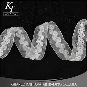 2.5cm width white beaded lace trim wholesale