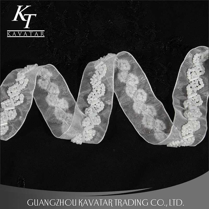 2.5cm width white beaded lace trim wholesale